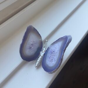 Silver and Purple Amethyst Agate Geode Butterfly Crystal